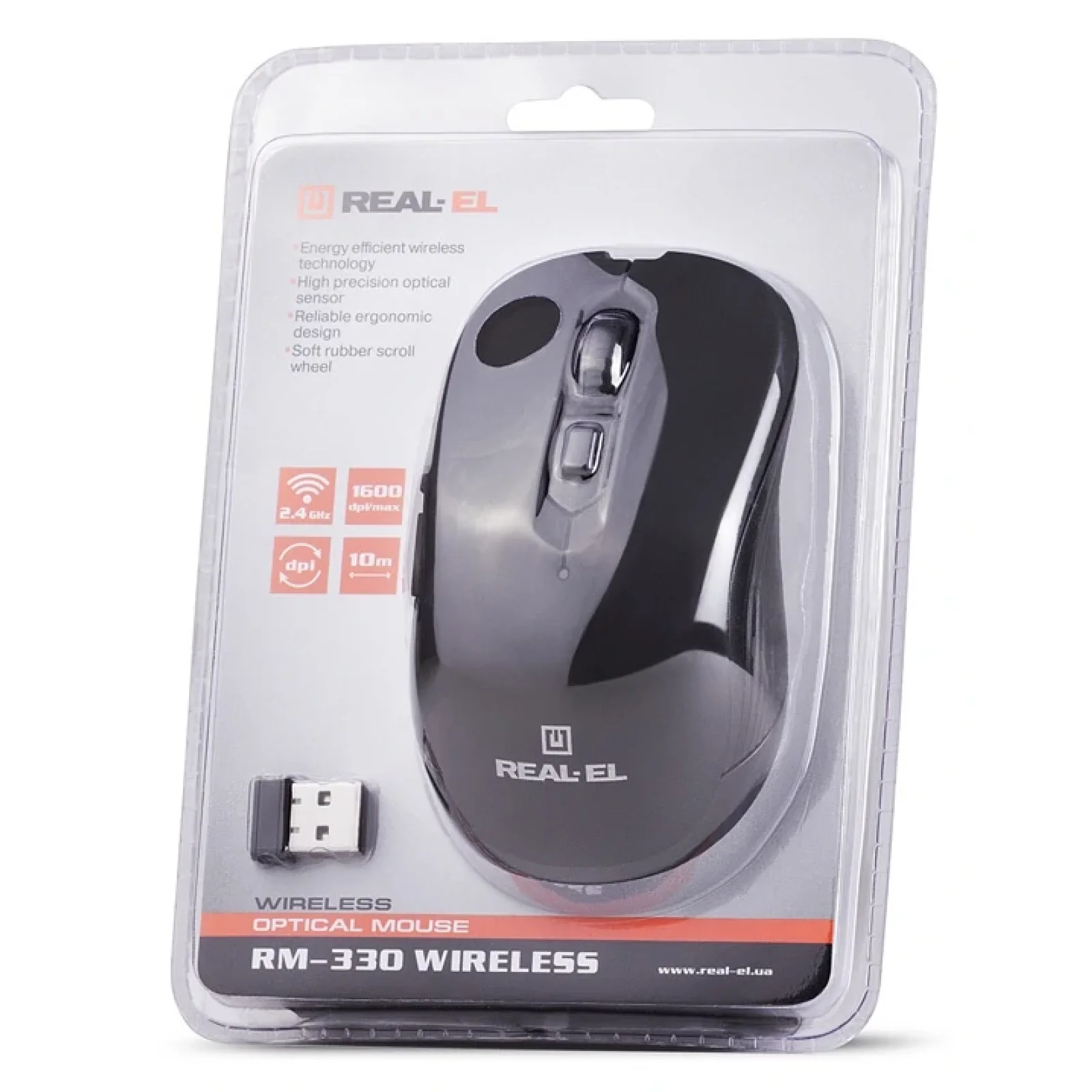Мышь беспроводная REAL-EL RM-330 Black USB, EL123200035 UA