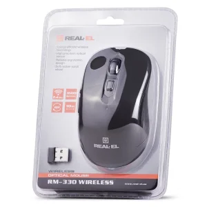 Миша бездротова REAL-EL RM-330 Black USB, EL123200035 UA