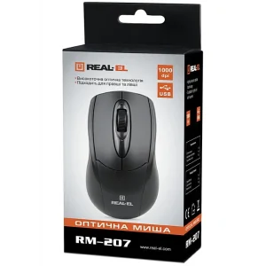 Мышь REAL-EL RM-207 Black USB, EL123200015 UA