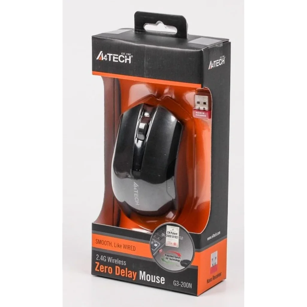 Миша бездротова A4Tech G3-200N Black USB V-Track, G3-200N (Black) UA