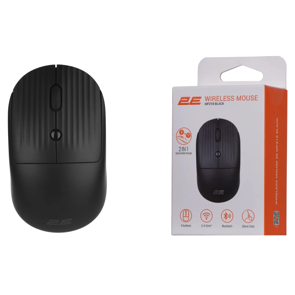 Мышь беспроводная 2E MF218 Silent WL BT Black (2E-MF218WBK) USB UA