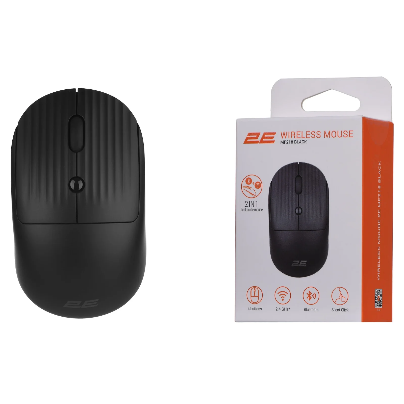 Мышь беспроводная 2E MF218 Silent WL BT Black (2E-MF218WBK) USB UA