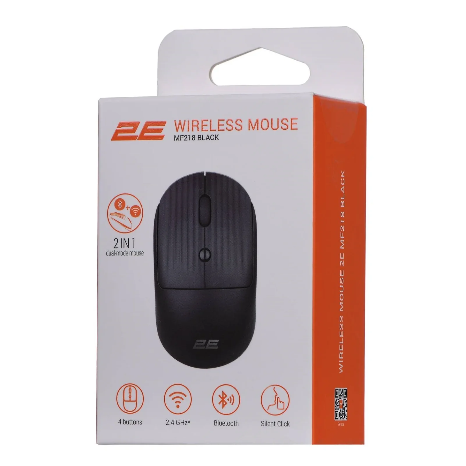 Мышь беспроводная 2E MF218 Silent WL BT Black (2E-MF218WBK) USB UA