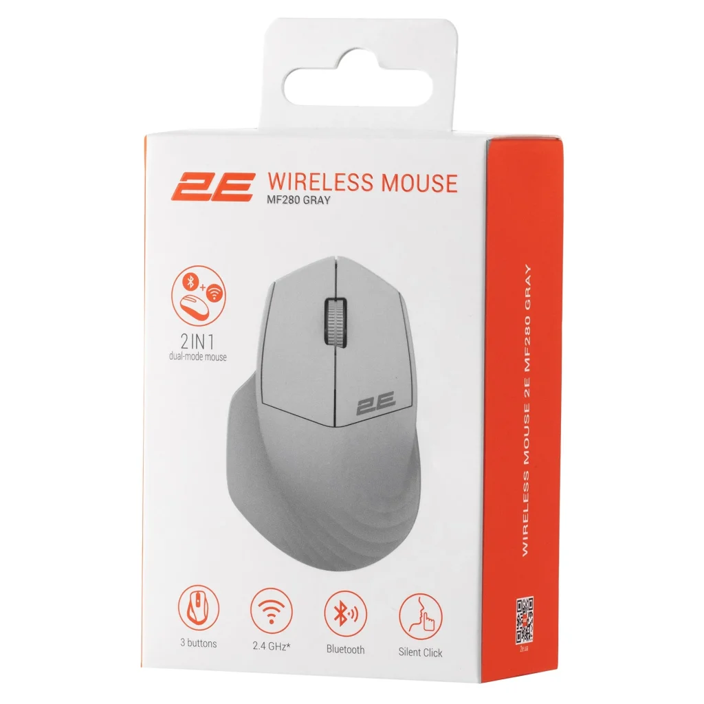 Мышь беспроводная 2E MF280 Silent Gray (2E-MF280WGR) UA