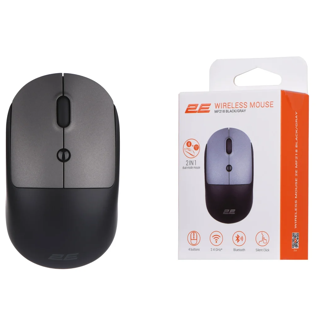 Мышь беспроводная 2E MF218 Silent Black/Gray (2E-MF218WBG) UA
