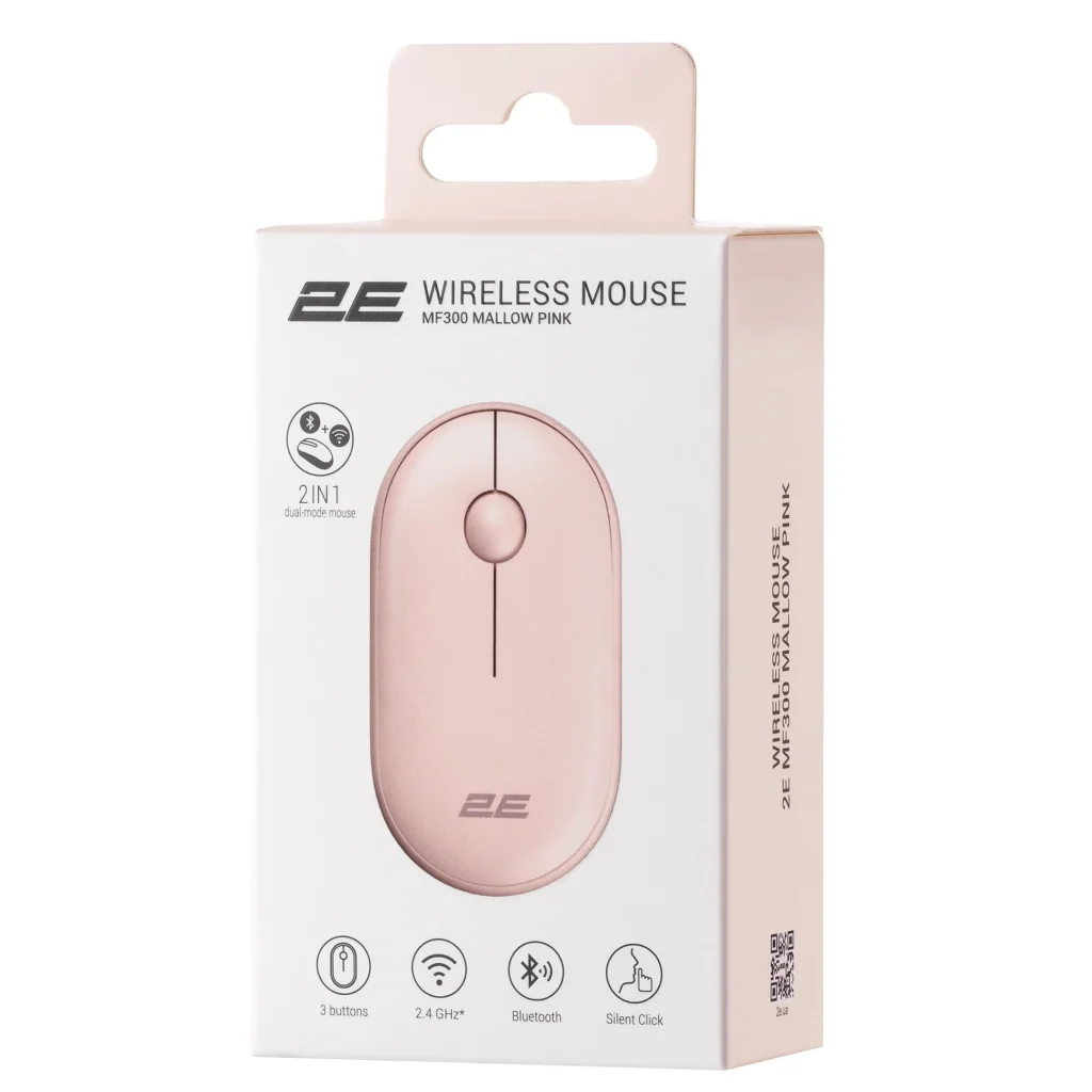 Мышь беспроводная 2E MF300 Silent Mallow Pink (2E-MF300WPN) UA