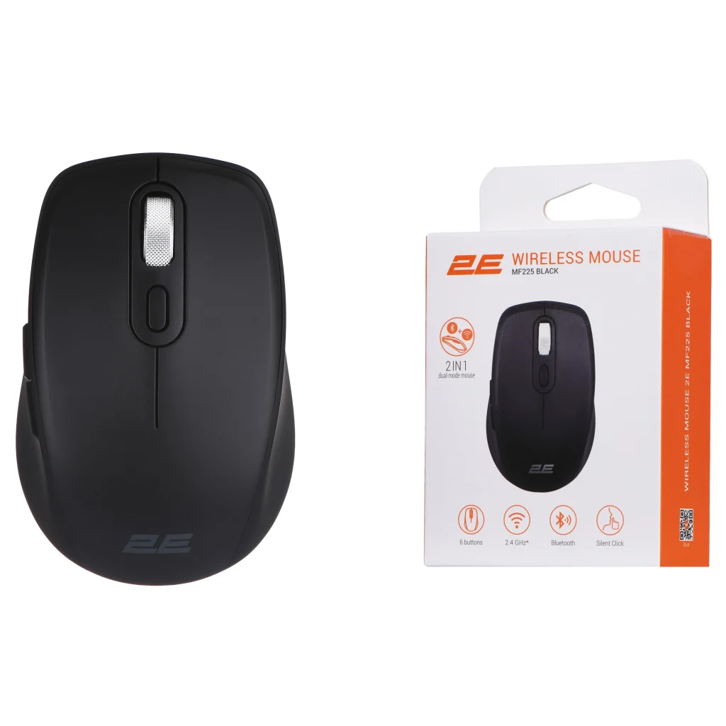 Миша бездротова 2E MF225 Silent WL BT Black (2E-MF225WBK) USB UA
