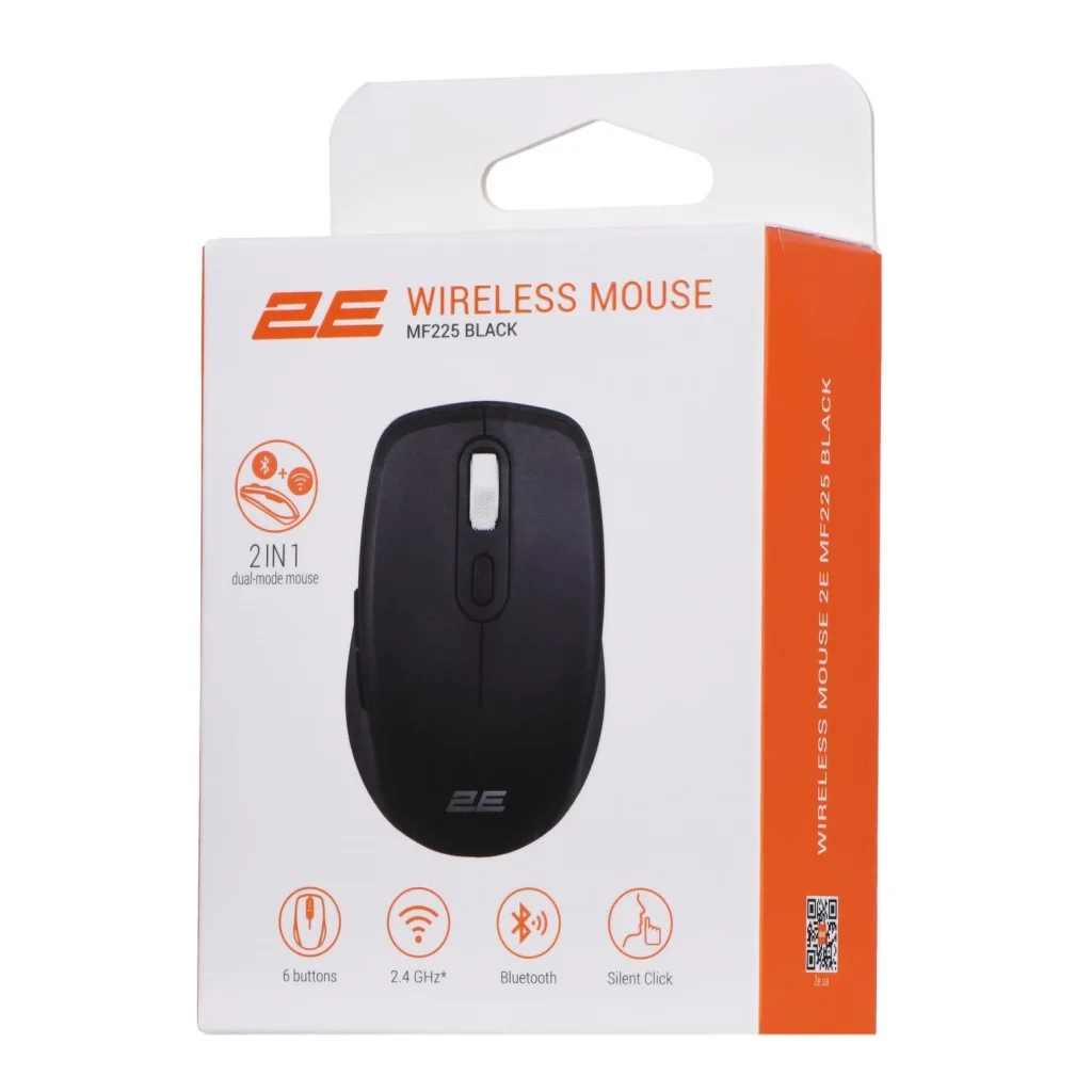 Миша бездротова 2E MF225 Silent WL BT Black (2E-MF225WBK) USB UA