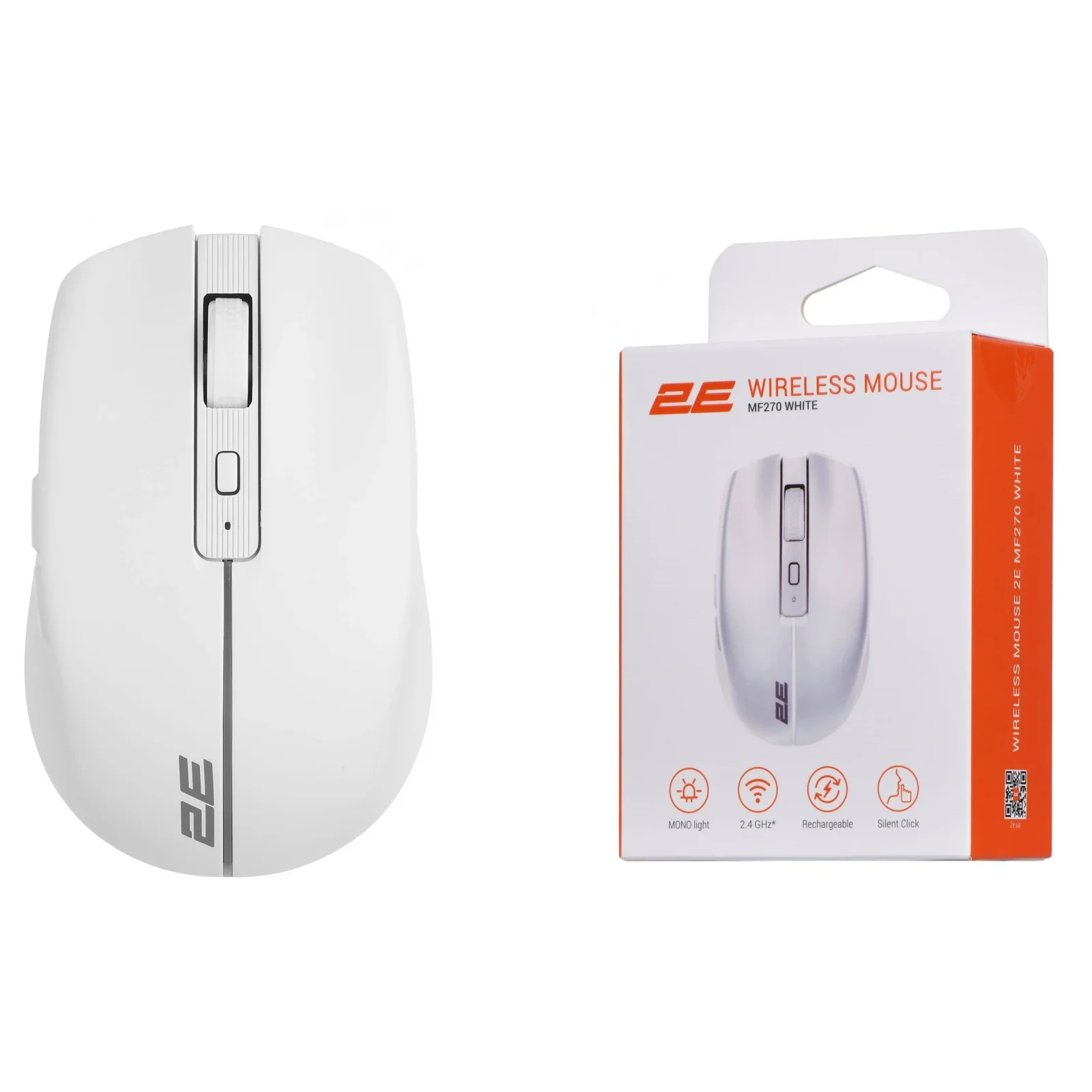 Мышь беспроводная 2E MF270 Silent Rechargeable WL White (2E-MF270WWH) UA