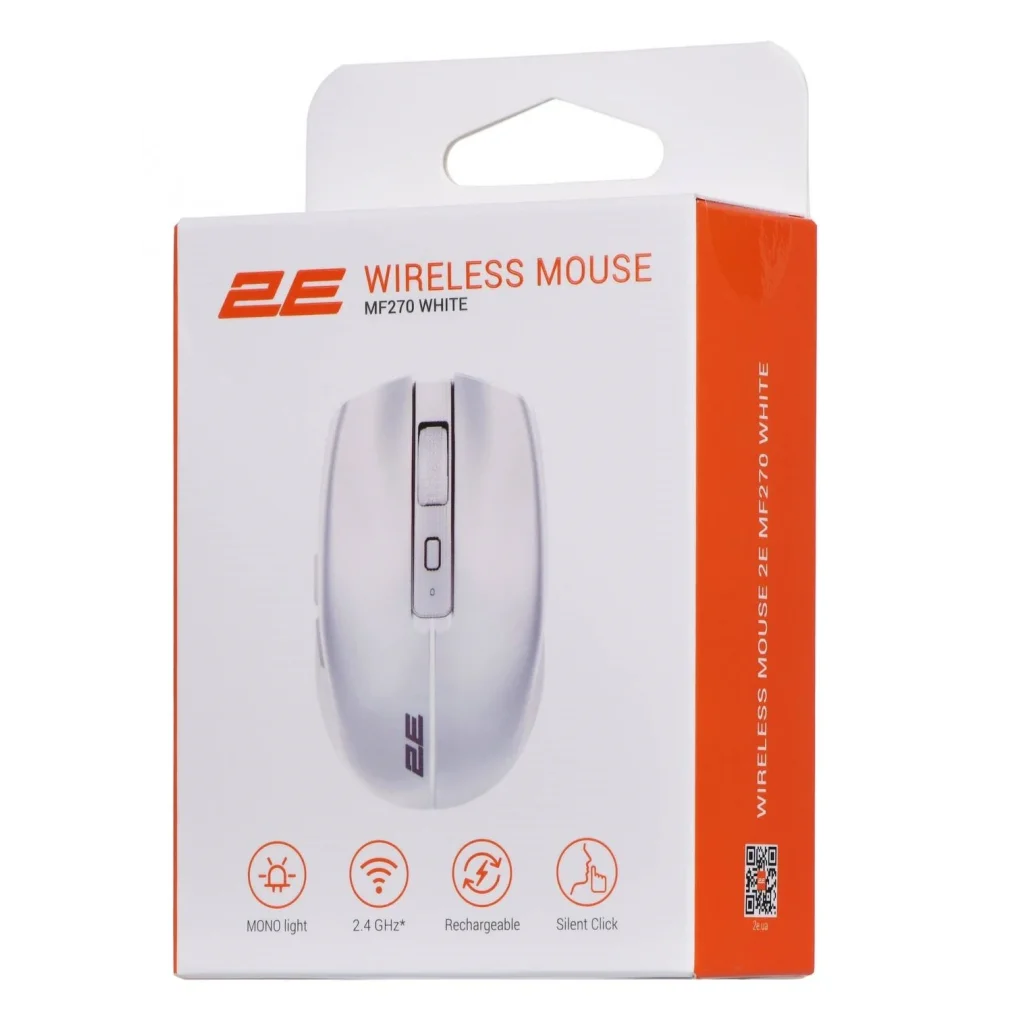 Мышь беспроводная 2E MF270 Silent Rechargeable WL White (2E-MF270WWH) UA