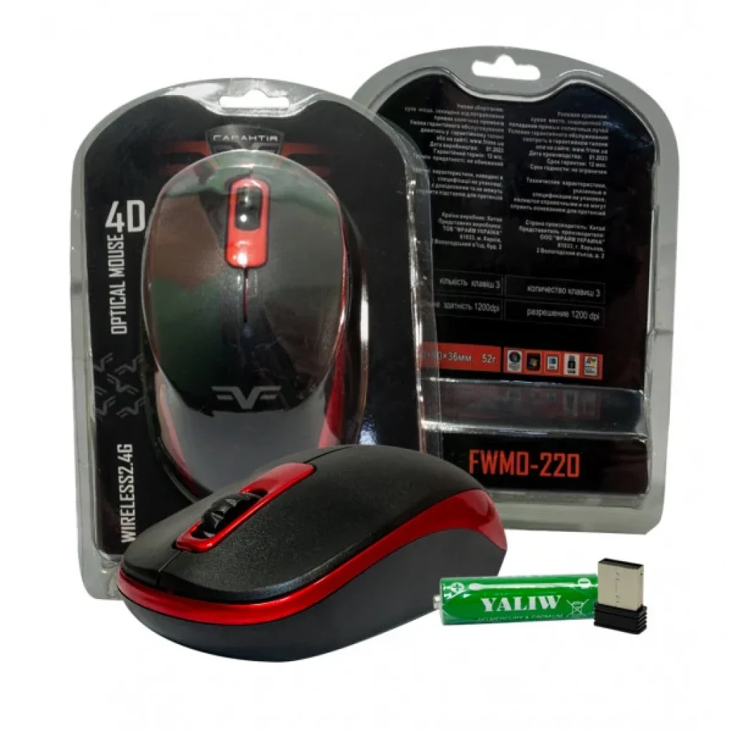Миша бездротова Frime FWMO-220BR Чорний/Червоний UA