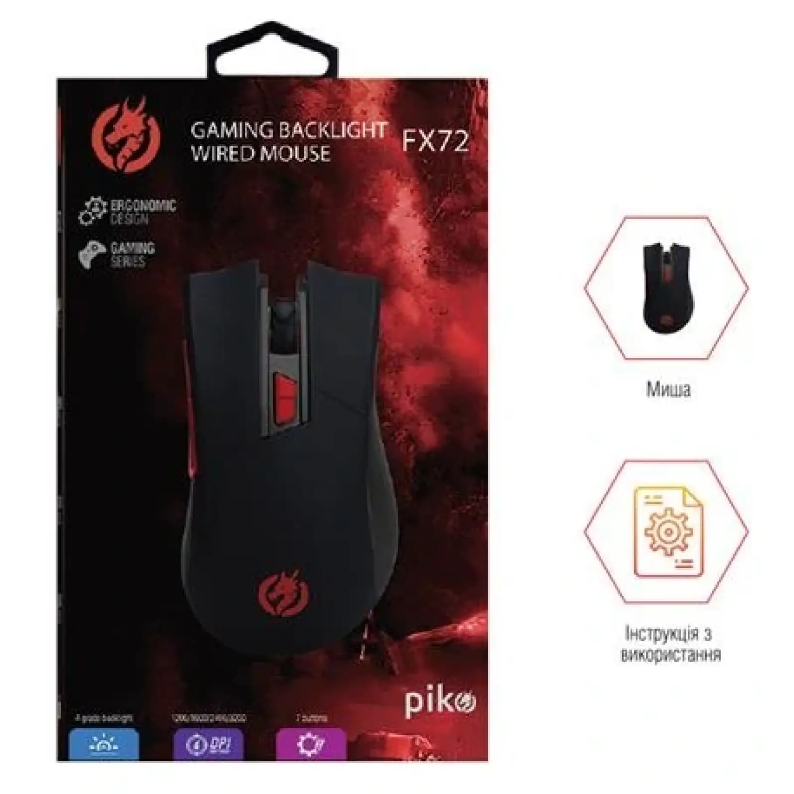 Мышь Piko FX72 (1283126489501) Black USB UA