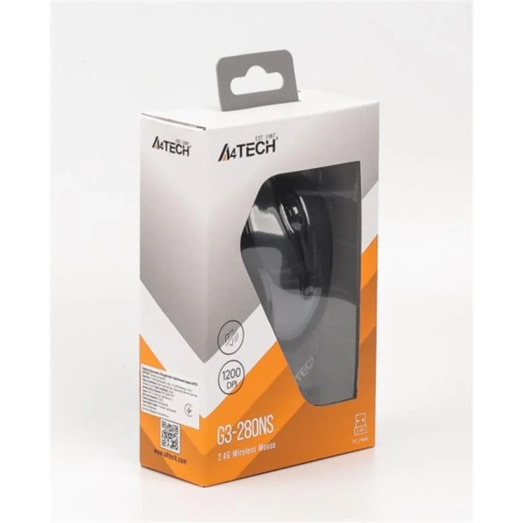 Мышь беспроводная A4Tech G3-280NS Smoky Grey USB, G3-280NS (Glossy grey) UA