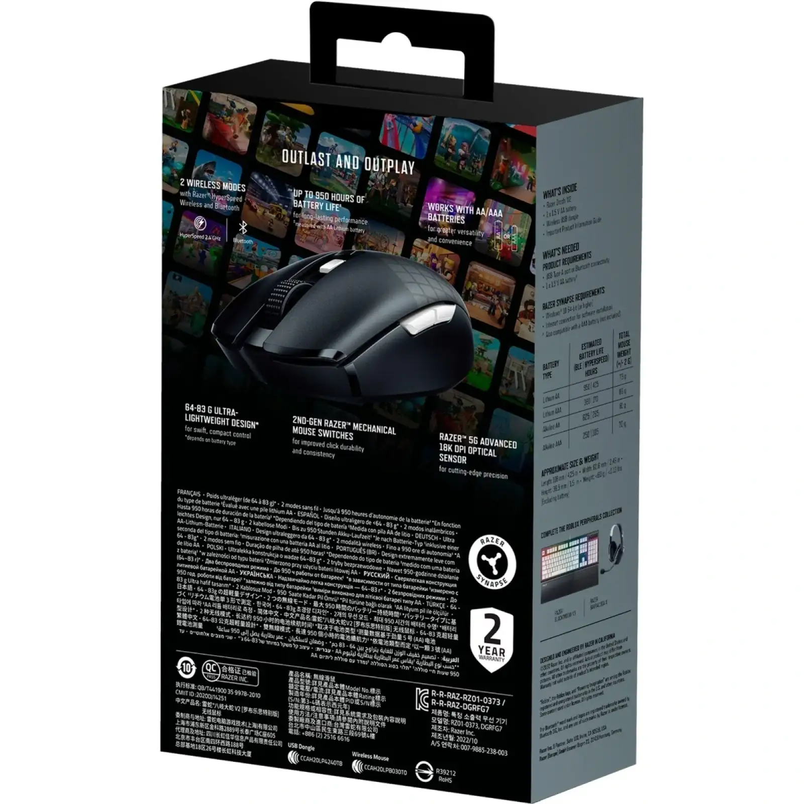 Мышь беспроводная Razer Orochi V2 Wireless Roblox Edition Black (RZ01-03730600-R3M1) UA