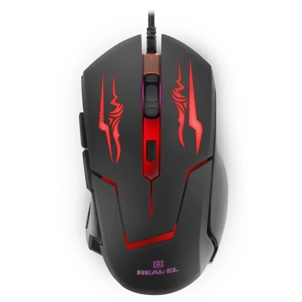 Мышь REAL-EL RM-520 Gaming Black USB, EL123200020 UA