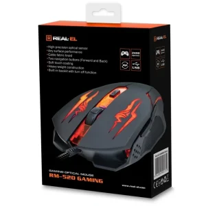 Мышь REAL-EL RM-520 Gaming Black USB, EL123200020 UA