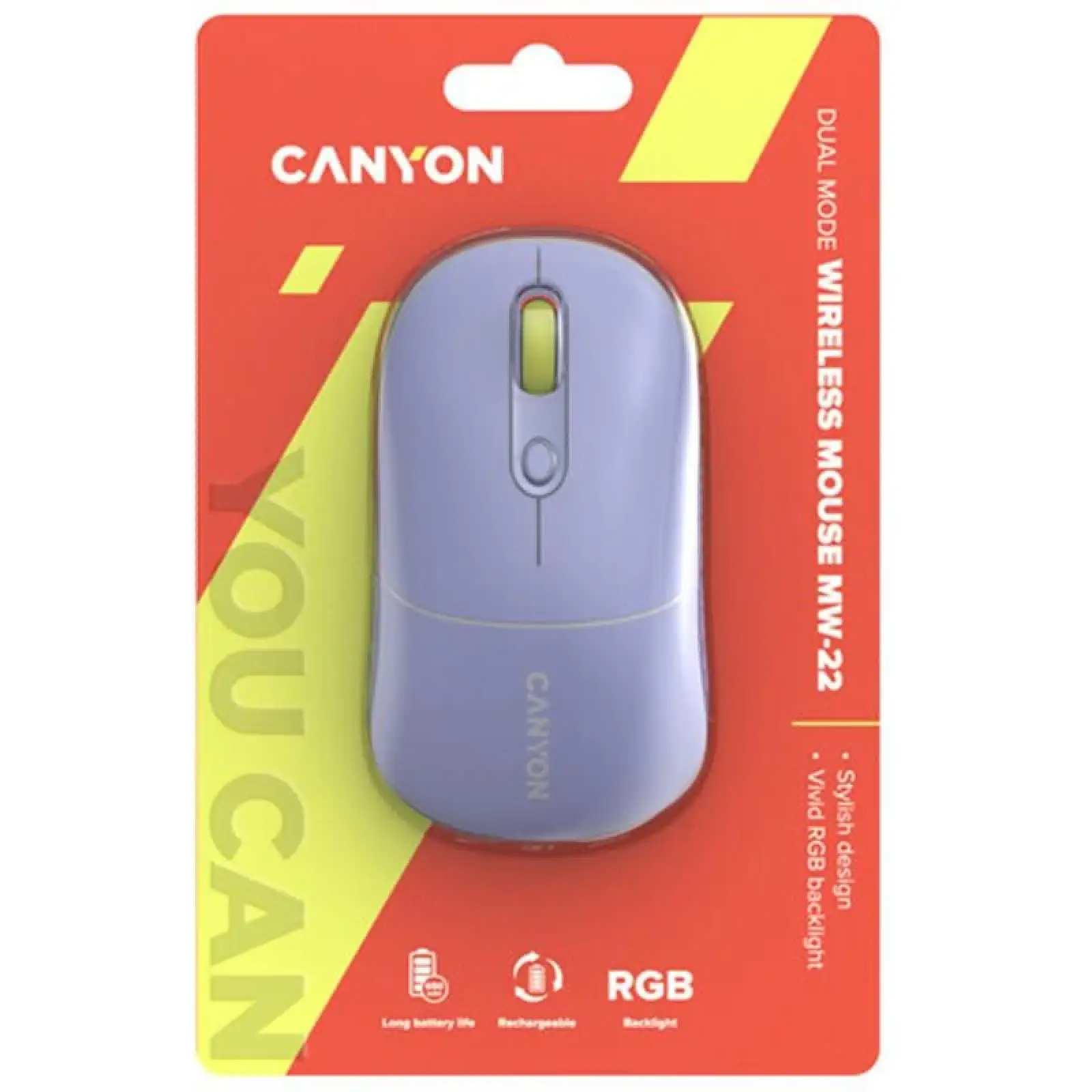 Миша бездротова Canyon MW-22 Dual Band RGB Wireless Mountain Lavender (CNS-CMSW22ML) UA