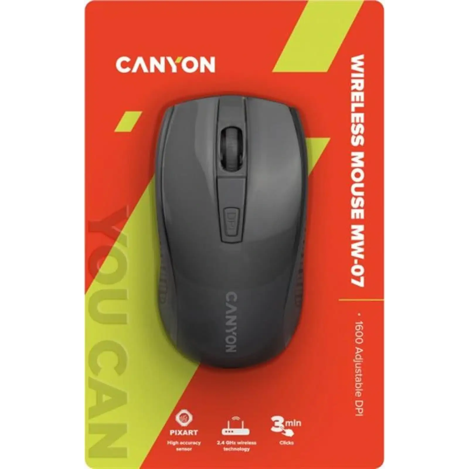 Мышь беспроводная Canyon MW-7 Wireless Black (CNE-CMSW07B) UA