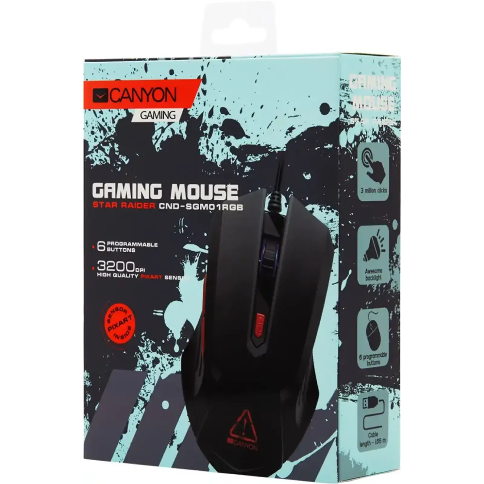 Мышь Canyon Star Raider CND-SGM01RGB Black/Orange USB UA