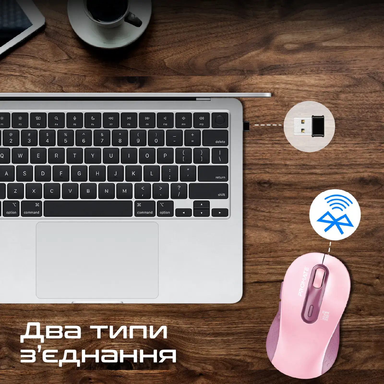 Миша бездротова Promate Ken Pink UA