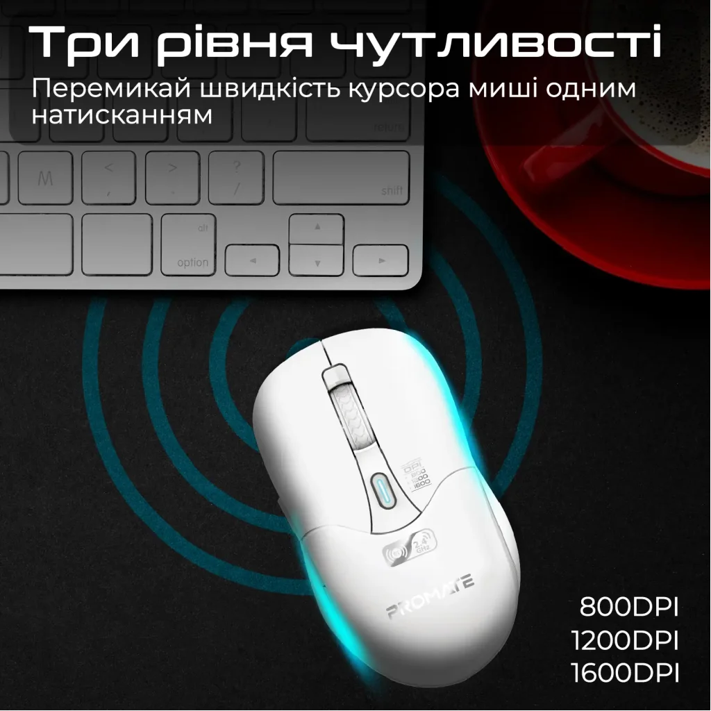 Мышь беспроводная Promate Samo White UA