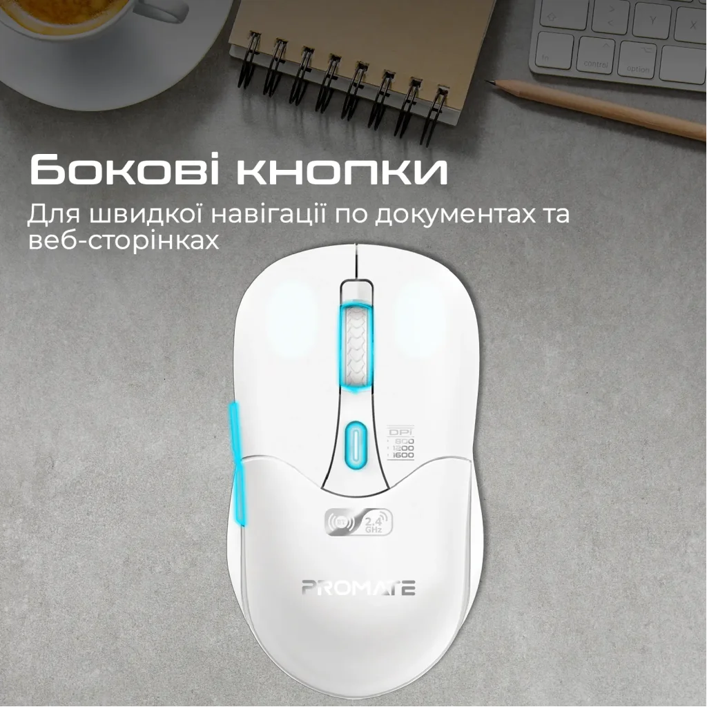 Мышь беспроводная Promate Samo White UA