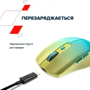 Миша бездротова Canyon MW-44 LED Rechargeable Wireless/Bluetooth Yellow Blue (CNS-CMSW44UA) UA