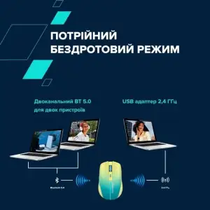 Миша бездротова Canyon MW-44 LED Rechargeable Wireless/Bluetooth Yellow Blue (CNS-CMSW44UA) UA
