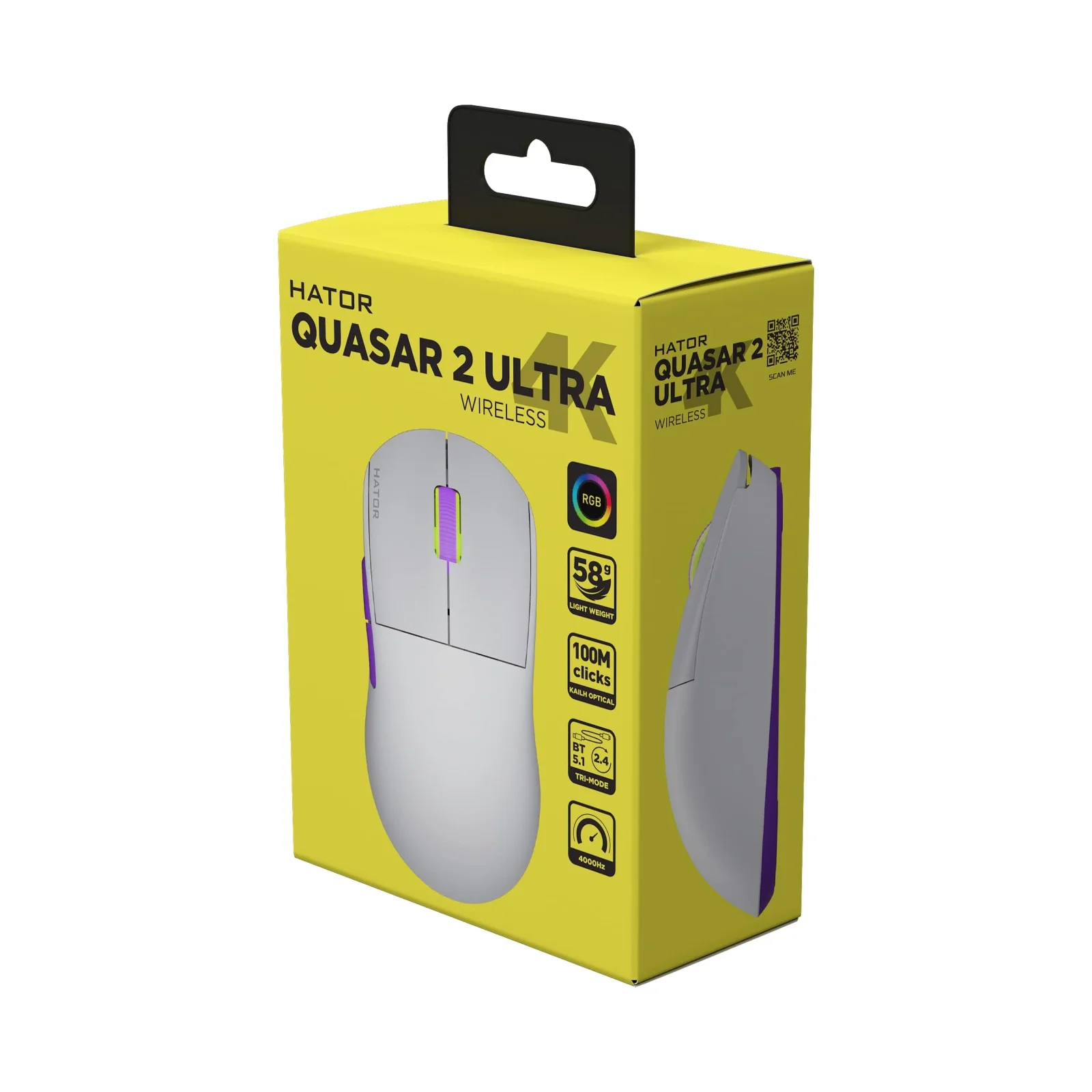 Миша бездротова Hator Quasar 2 Ultra 4K Wireless White/Lilac (HTM571WL) UA