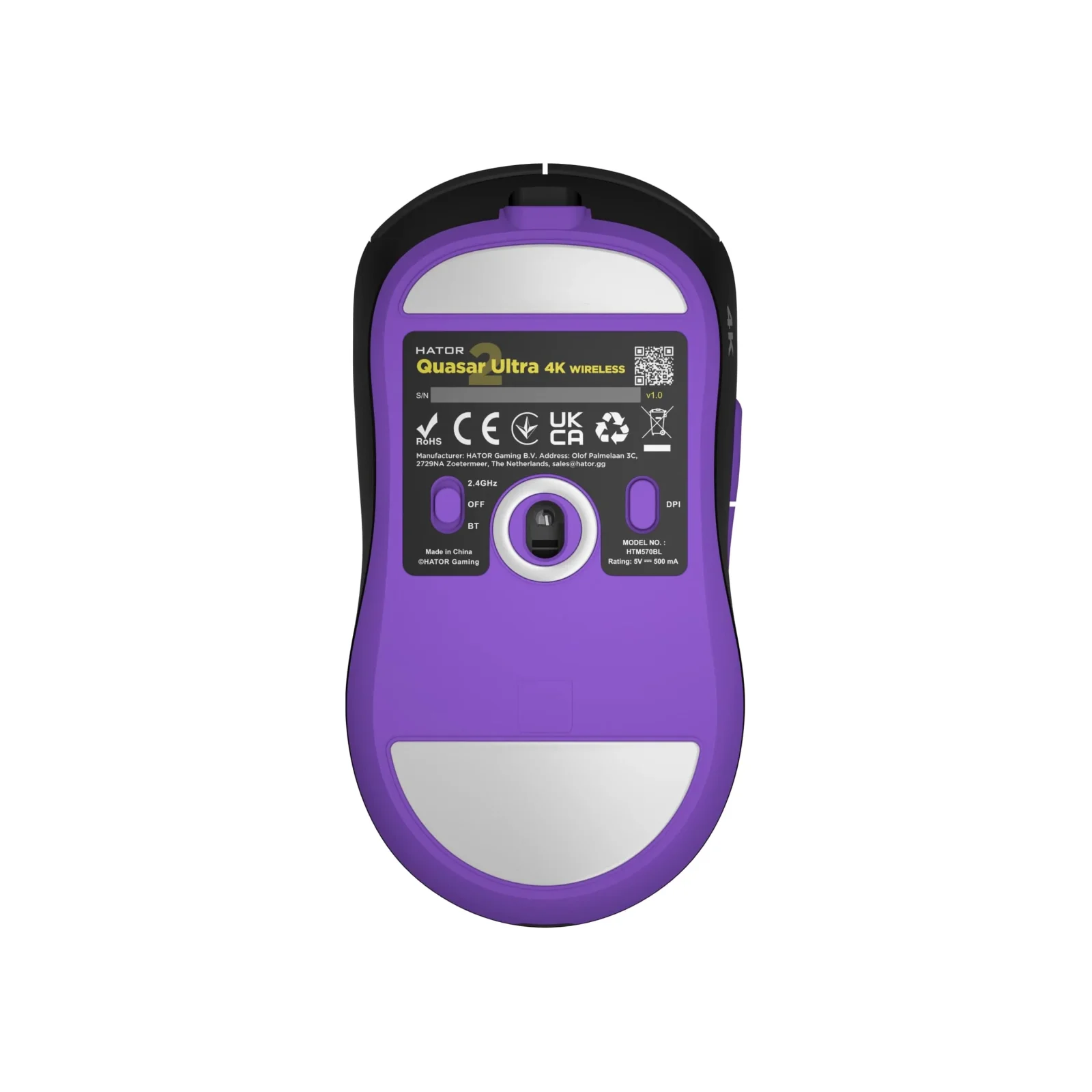 Миша бездротова Hator Quasar 2 Ultra 4K Wireless Black/Lilac (HTM570BL) UA