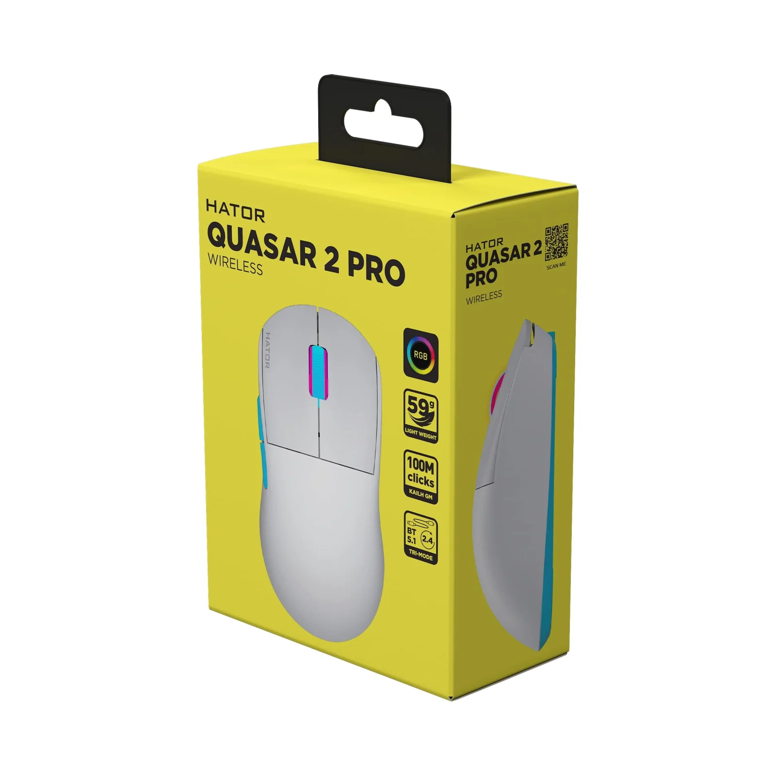 Миша бездротова Hator Quasar 2 Pro Wireless White/Cyan (HTM561WC) UA