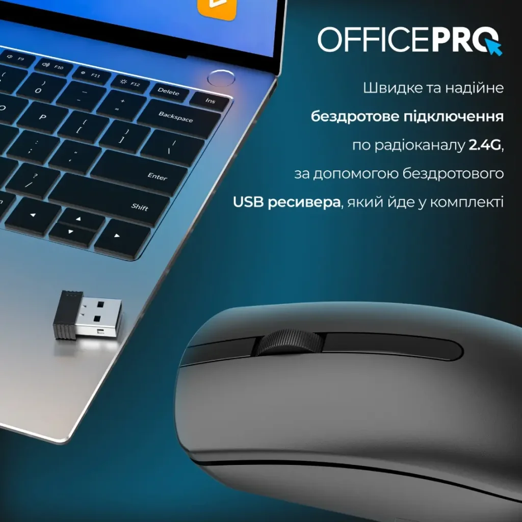 Мышь беспроводная OfficePro M175B Silent Click Wireless Black UA