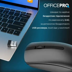 Мышь беспроводная OfficePro M175B Silent Click Wireless Black UA