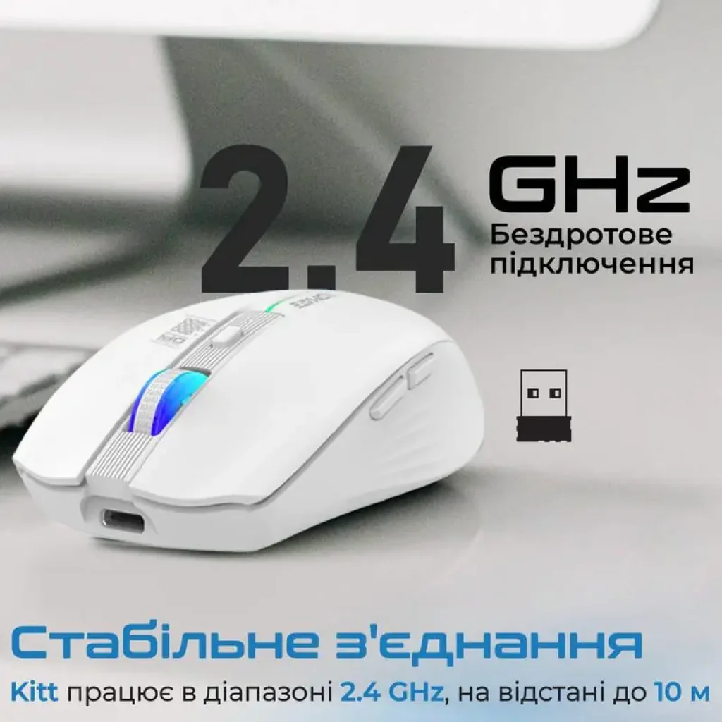 Мышь беспроводная Promate Kitt White UA