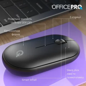 Мышь беспроводная OfficePro M185B Silent Click Wireless Black UA