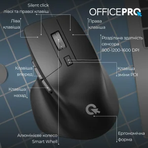 Мышь беспроводная OfficePro M395B Silent Click Black UA