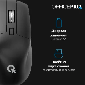 Мышь беспроводная OfficePro M395B Silent Click Black UA