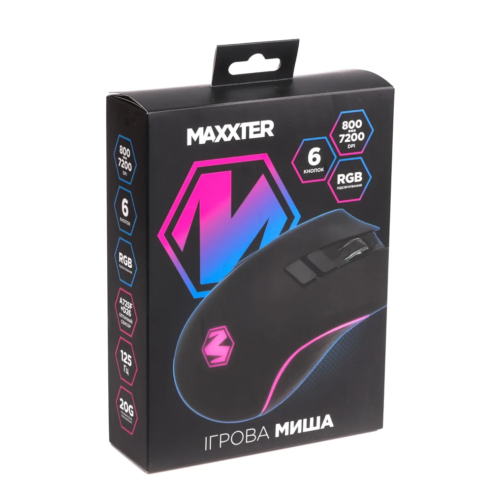 Мышь Maxxter Instant 725 Black USB UA