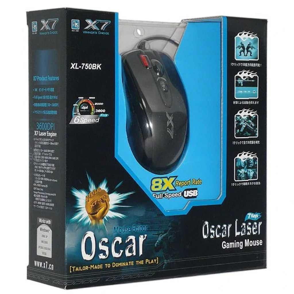 Миша A4Tech XL-750BK-B Black USB лазерна, XL-750BK-B USB (Black) UA