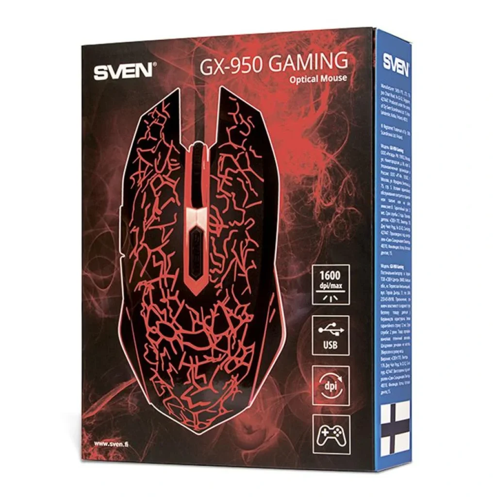 Миша Sven GX-950 Gaming Black USB, 00530078 UA