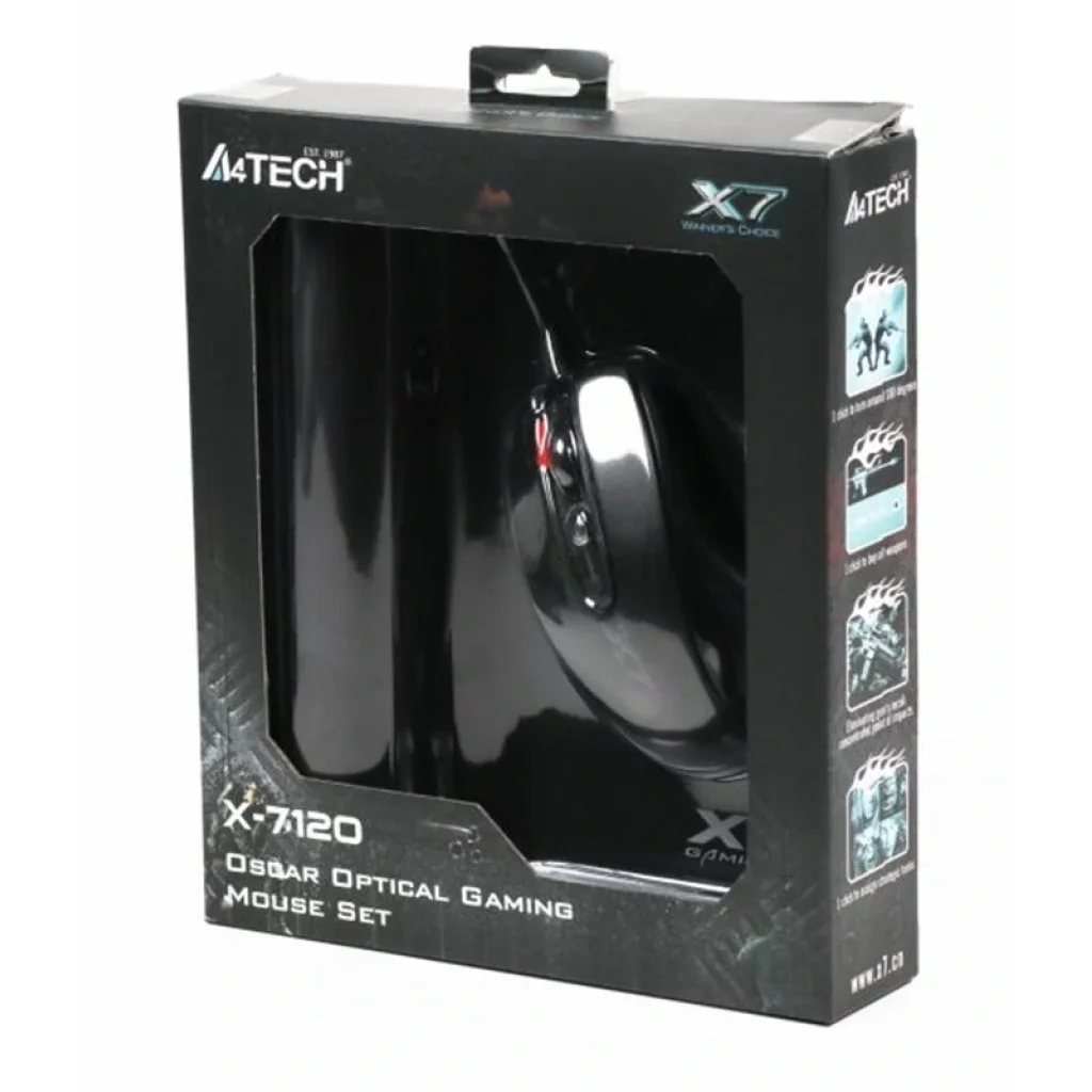 Мышь A4Tech X-710BK Black USB + коврик A4Tech X7-200MP, X-7120 UA