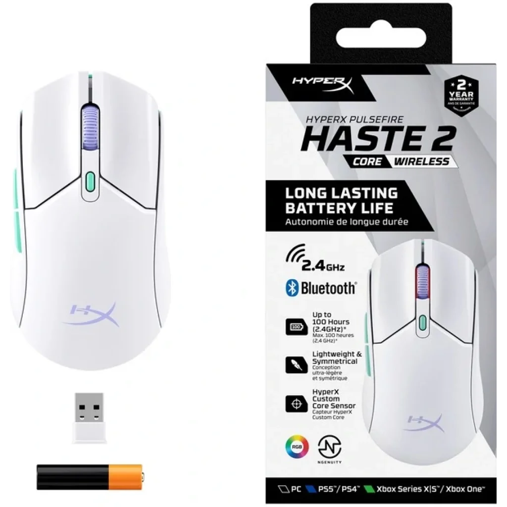 Миша бездротова HyperX Pulsefire Haste 2 Core Wireless White (8R2E7AA) UA