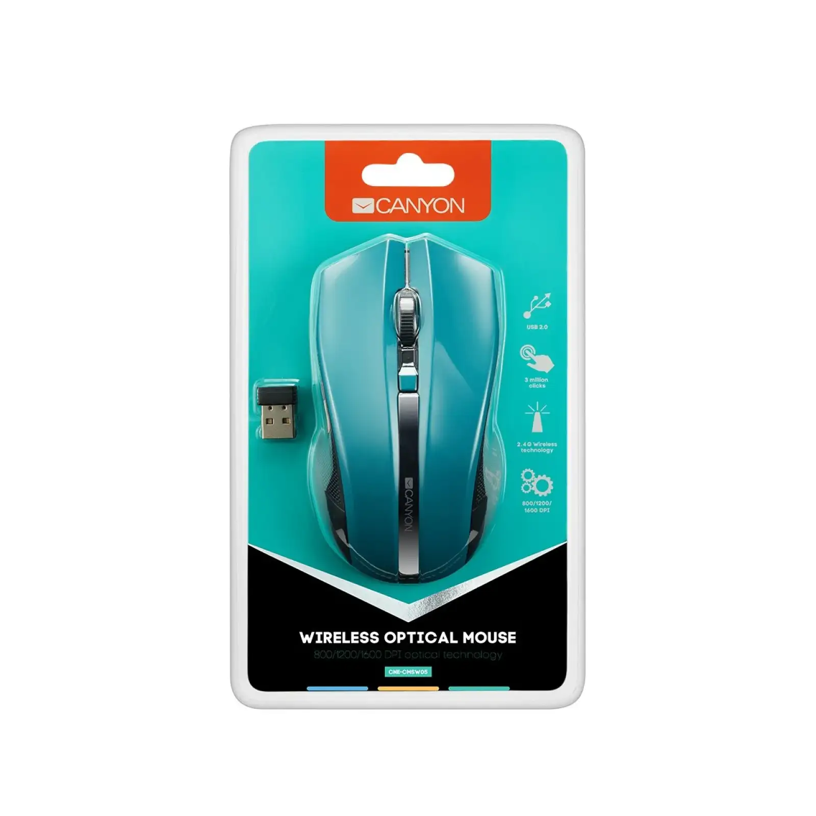 Миша бездротова Canyon CNE-CMSW05G Green USB UA