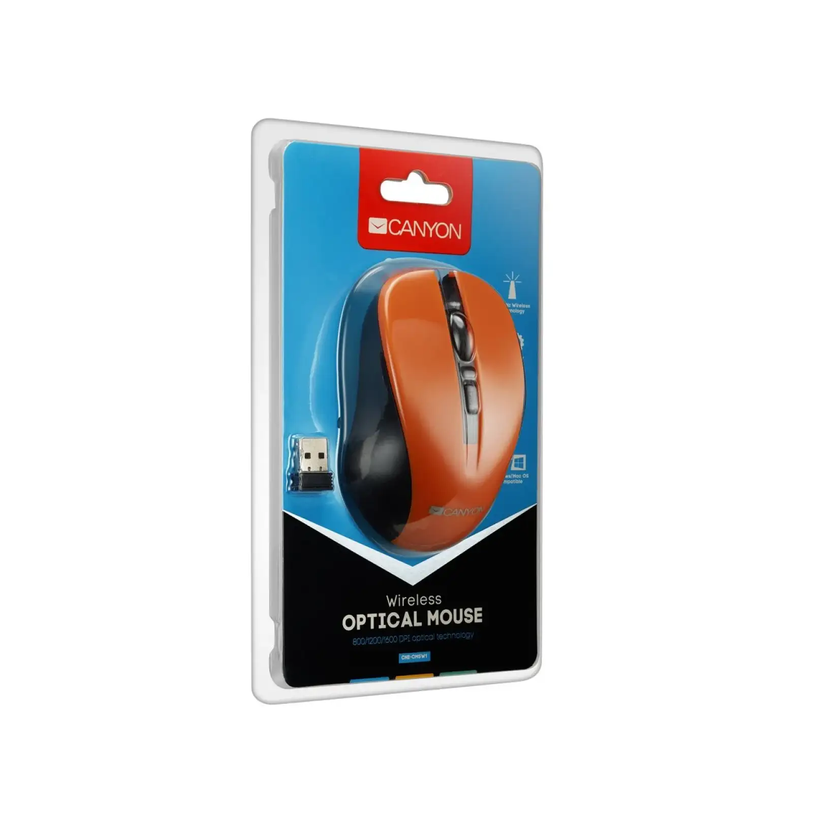 Миша бездротова Canyon CNE-CMSW1O Orange USB UA