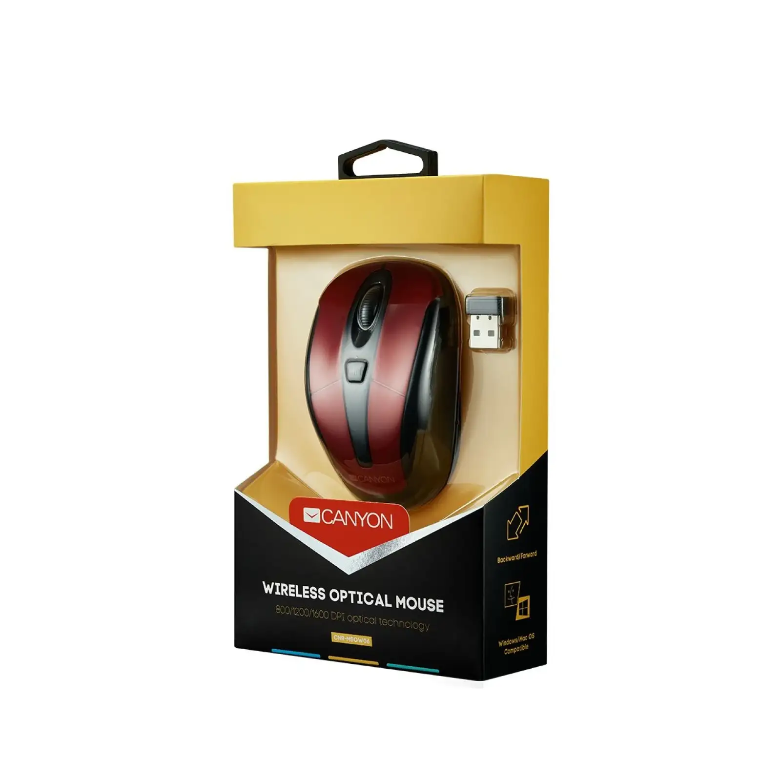 Мышь беспроводная Canyon CNR-MSOW06R Black/Red USB UA