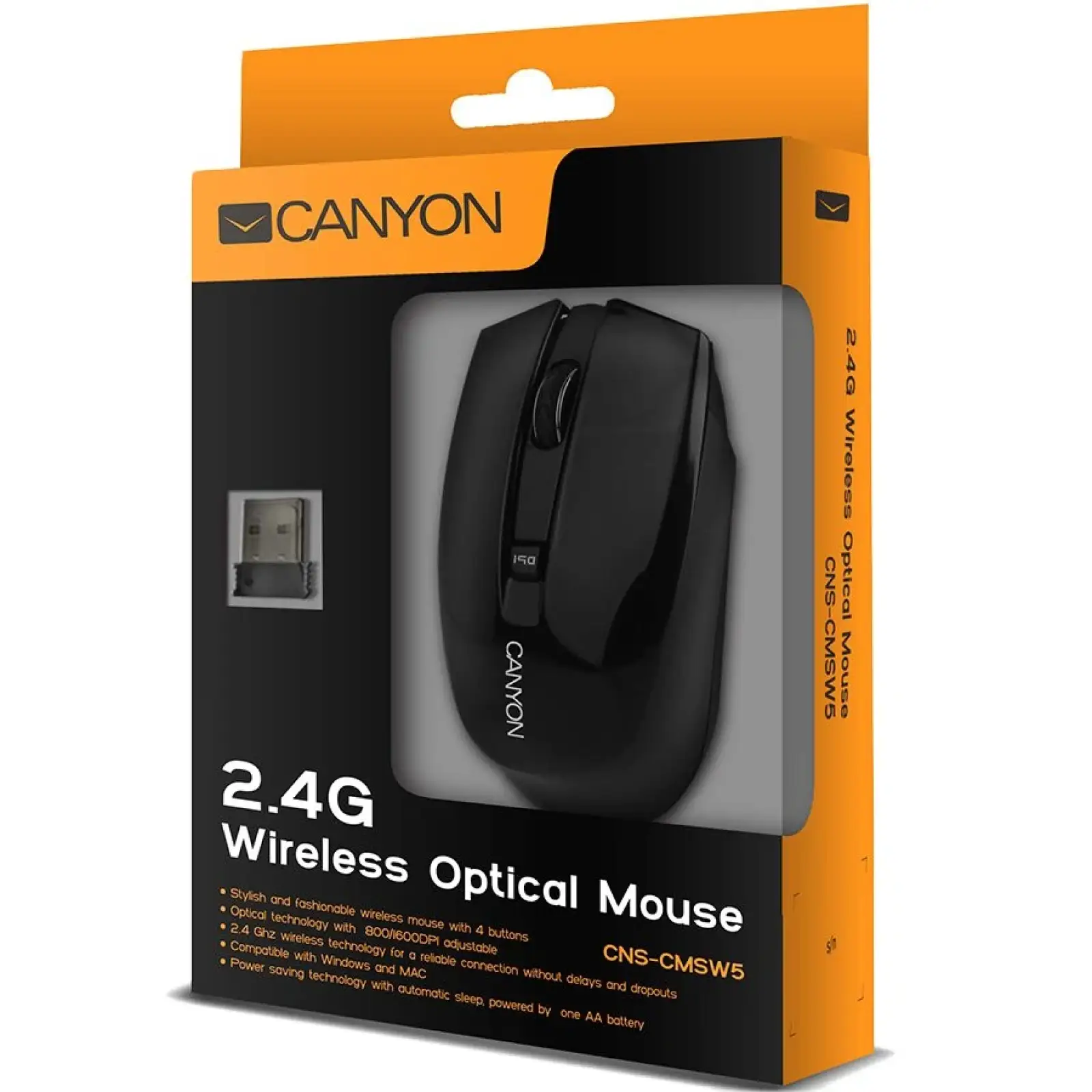 Миша бездротова Canyon CNS-CMSW5B Black USB UA