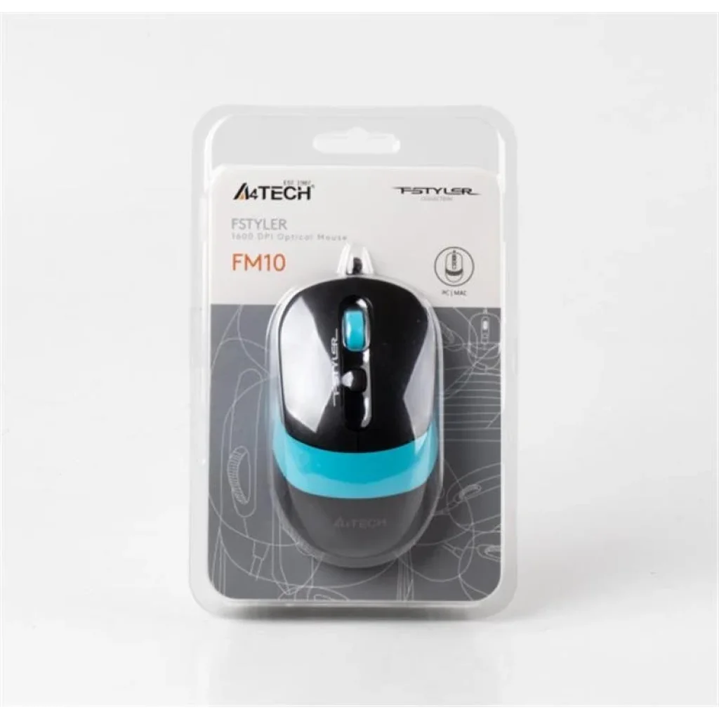Миша A4Tech FM10 Black/Blue USB, FM10 (Blue) UA
