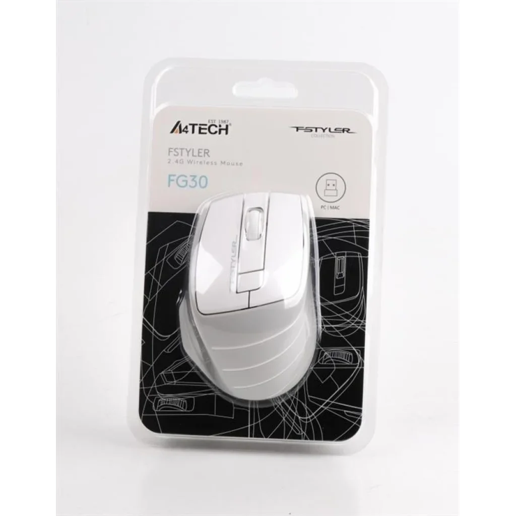 Миша бездротова A4Tech FG30 Grey/White USB, FG30 (Grey+White) UA