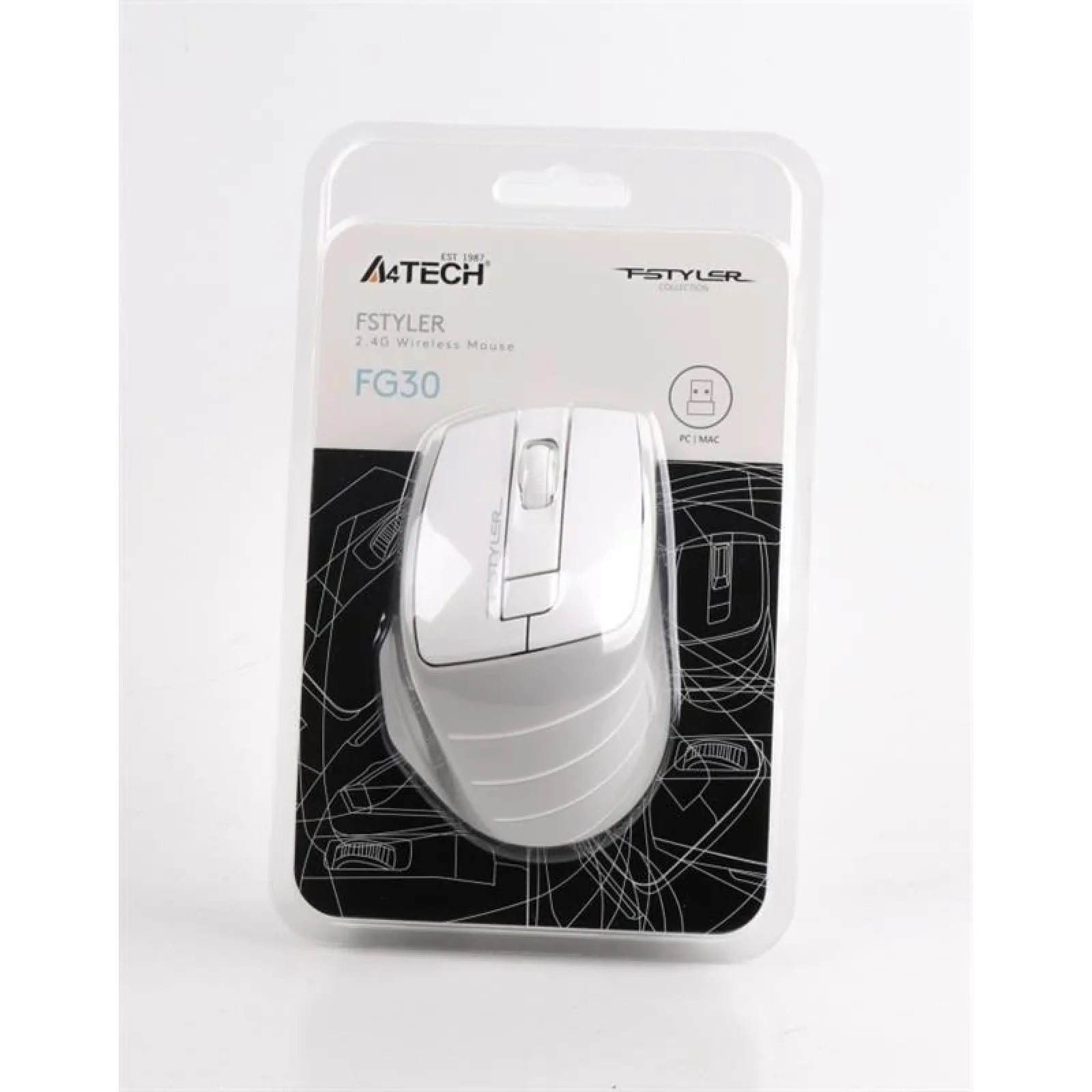 Миша бездротова A4Tech FG30 Grey/White USB, FG30 (Grey+White) UA