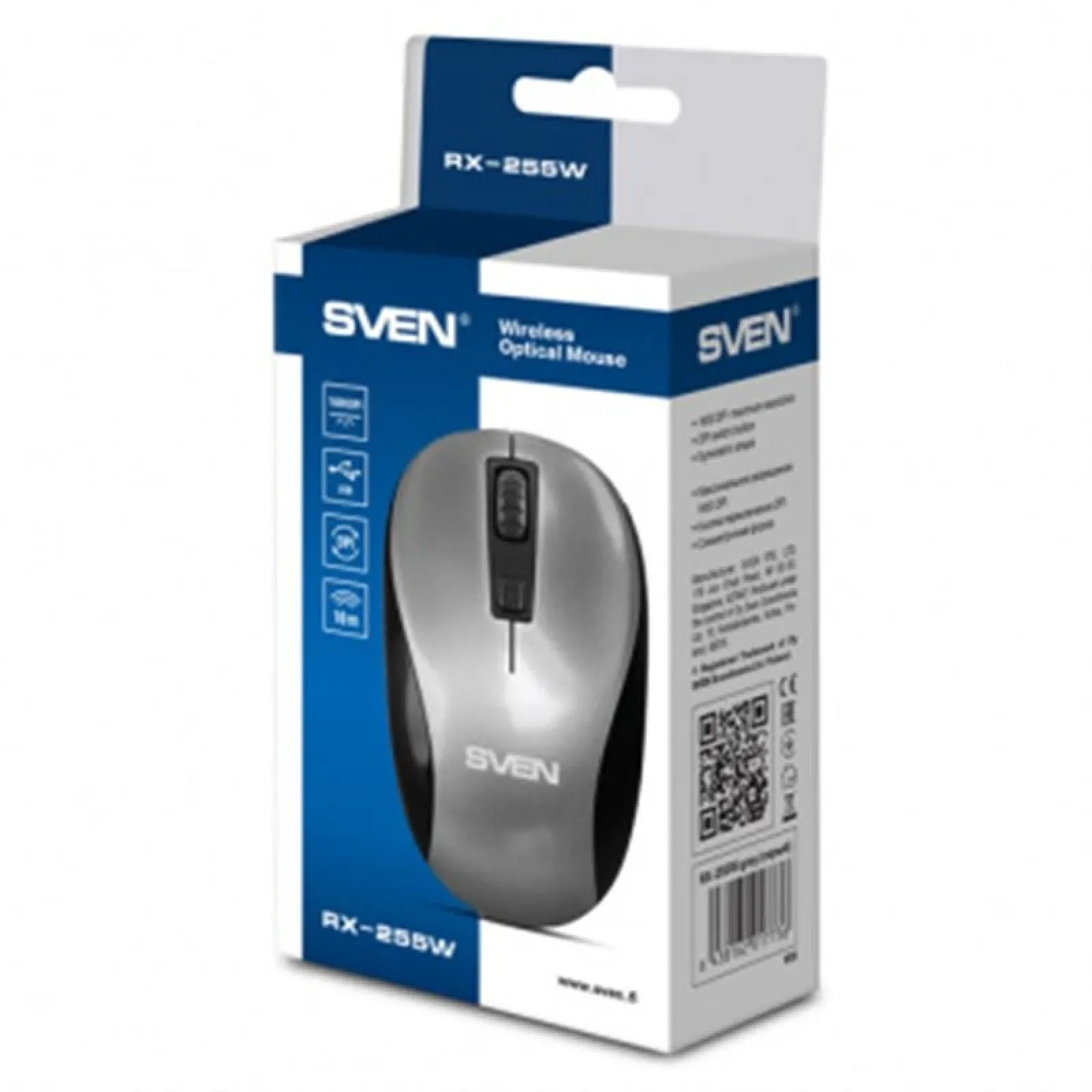 Мышь беспроводная Sven RX-255W Gray USB, 00530104 UA